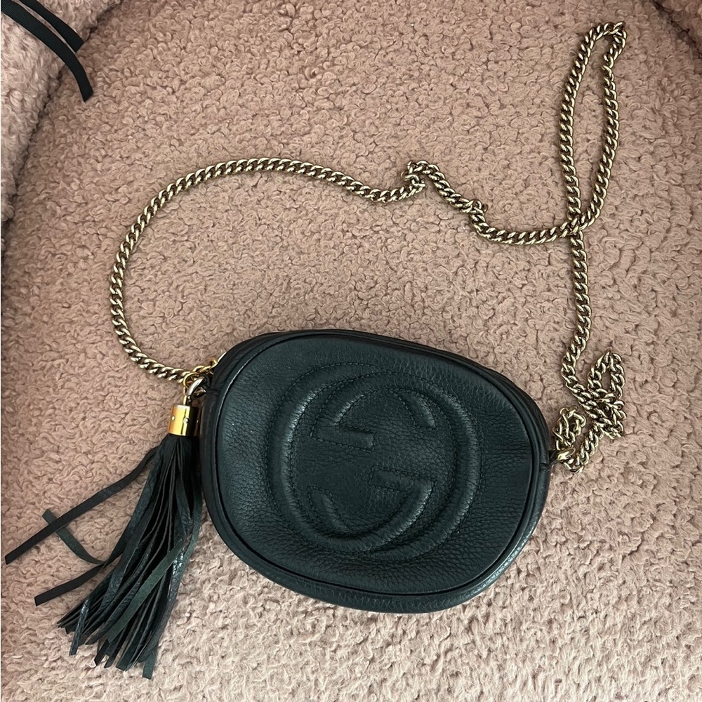 Gucci Nubuck Leather Soho Disco Crossbody Chain Bag